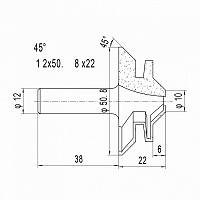Изображение Фреза пазовая DELTA TOOLS угловое сращивание 90° (9.5-19 мм) Z=2 D=50.8х22.2х62 S=12 603.3225